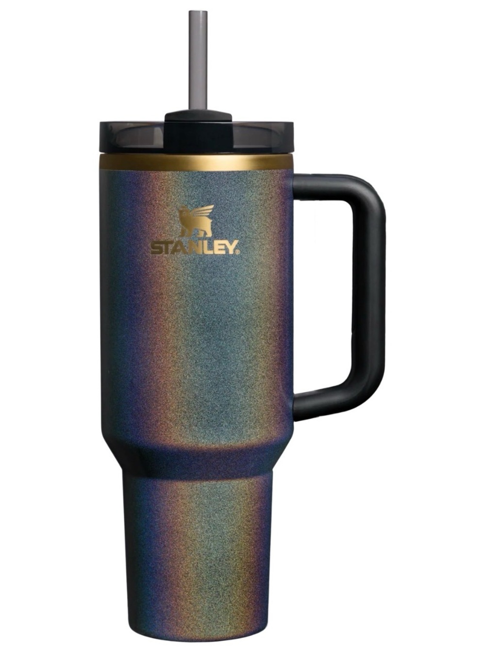 Stanley Iridescent Rainbow Travel Tumbler with Black Handle